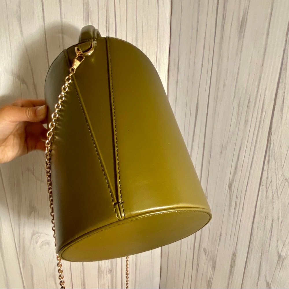 Cafune Green Leather Bucket Shoulder Hand Bag M - Picture 5 of 5